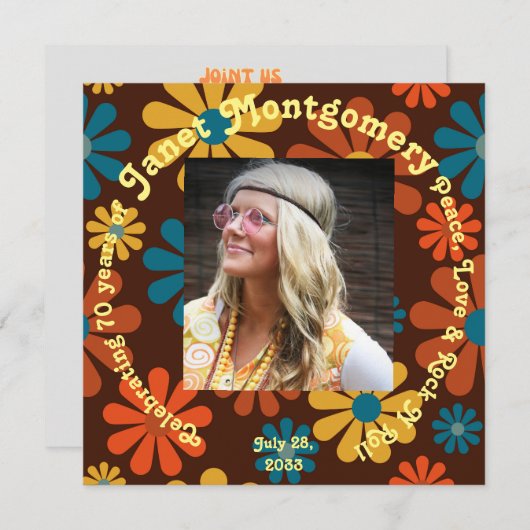 Retro Boomer Blume Power Foto Geburtstag (Vorne/Hinten)