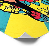 Retro Boomer Hippie Lady gibt Friedenszeichen Poster (Ecke)