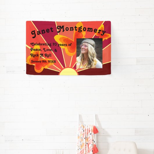 Retro Boomer Hippy Sunrise Photo Birthday Banner (InSitu)