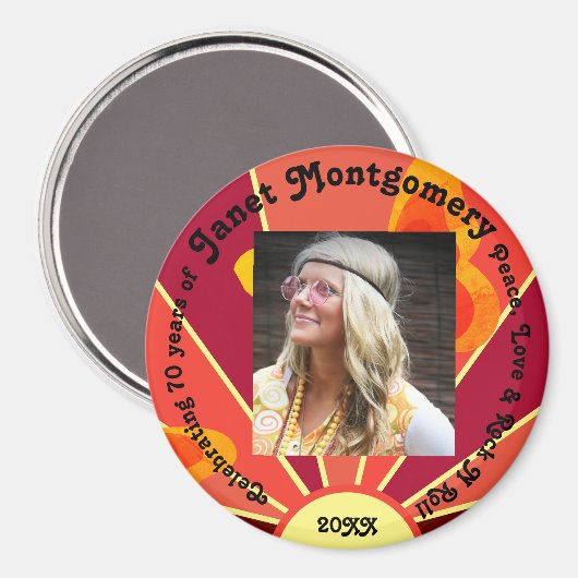 Retro Boomer Hippy Sunrise Photo Birthday  Magnet (Vorderseite/Rückseite)