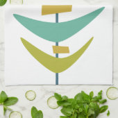 Retro Boomerang Aqua Orange Green Mitte Jahrhunder Geschirrtuch (Gefaltet)