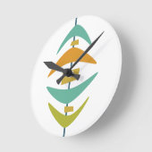 Retro Boomerang Aqua Orange Green Mitte Jahrhunder Runde Wanduhr (Winkel)