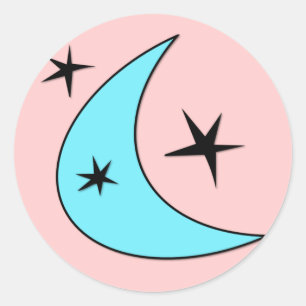 Retro Boomerang Stars Runder Aufkleber