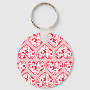 Retro Boomerang Valentine Hearts Schlüsselanhänger