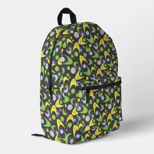 Retro Boomerangs Bedruckter Rucksack (Rückseitige Ecke links)