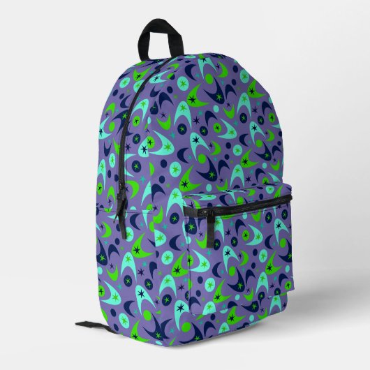 Retro Boomerangs Bedruckter Rucksack (Rückseitige Ecke links)