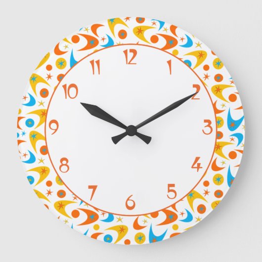 Retro Boomerangs Große Wanduhr (Vorderseite)