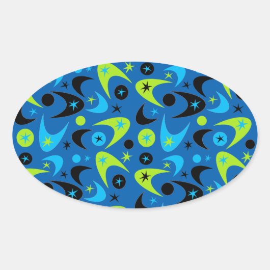 Retro Boomerangs Ovaler Aufkleber (Vorderseite)