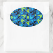 Retro Boomerangs Ovaler Aufkleber (Tasche)