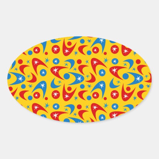Retro Boomerangs Ovaler Aufkleber (Vorderseite)