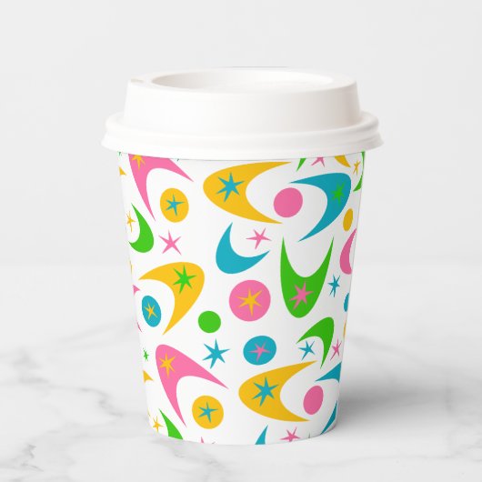 Retro Boomerangs Papierkästen Pappbecher (Rückseite)