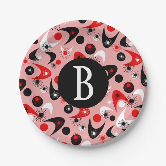 Retro Boomerangs Pappteller (Vorderseite)