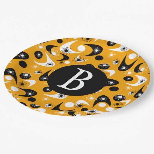 Retro Boomerangs Pappteller (Schrägansicht)