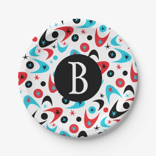 Retro Boomerangs Pappteller (Vorderseite)