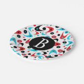 Retro Boomerangs Pappteller (Schrägansicht)