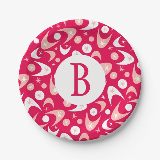 Retro Boomerangs Pappteller (Vorderseite)