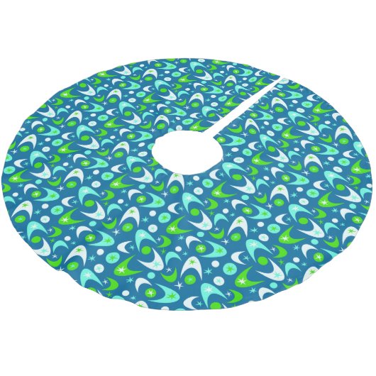 Retro Boomerangs Polyester Weihnachtsbaumdecke (Schrägansicht)