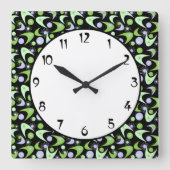 Retro Boomerangs Quadratische Wanduhr (Vorderseite)