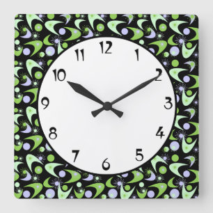 Retro Boomerangs Quadratische Wanduhr