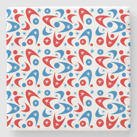 Retro Boomerangs Steinuntersetzer (Vorderseite)
