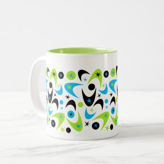 Retro-Boomerangs Zweifarbige Tasse (Vorderseite Links)
