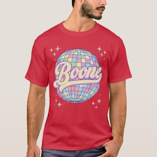 Retro Boone First Name Personalized Disco 80s Birt T-Shirt (Vorderseite)