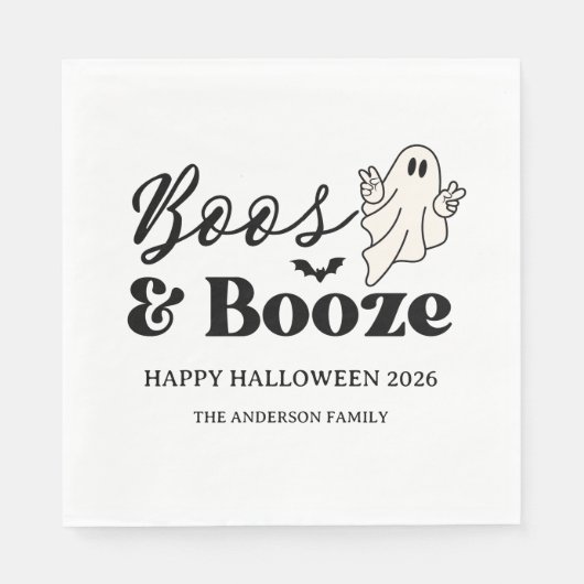 Retro Boos & Booze Spooktacular Halloween Serviette (Vorderseite)