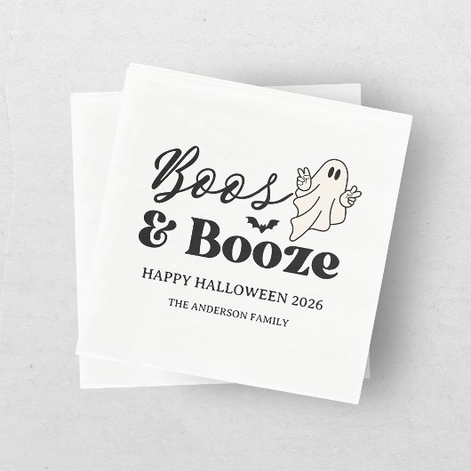 Retro Boos & Booze Spooktacular Halloween Serviette