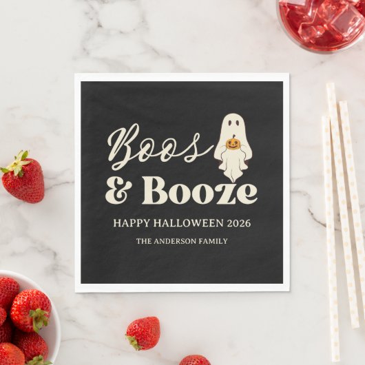 Retro Boos & Booze Spooky Halloween Serviette (Beispiel)