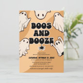 Retro-Boos und Booze-Halloween-Party Einladung (Stehend Vorderseite)