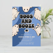 Retro-Boos und Booze-Halloween-Party Einladung (Stehend Vorderseite)