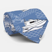 Retro-Boote auf blauem Ozean Krawatte doppelseitig (Gerollt)