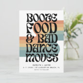 Retro Booze Food Bad Dance Moves Wedding Save The Date (Stehend Vorderseite)