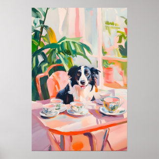 Retro Border Collie Poster, Border Collie Öl Poster