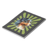 Retro Border Collie Sonnenstrahl Grafikdesign Notizblock (Rotiert)