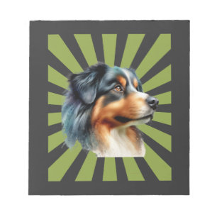 Retro Border Collie Sonnenstrahl Grafikdesign Notizblock