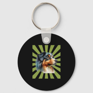 Retro Border Collie Sonnenstrahl Grafikdesign Schlüsselanhänger