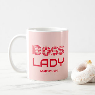 Retro Boss Lady Personalisiert rosa und rot Kaffeetasse