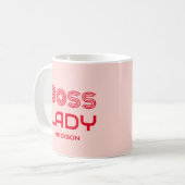 Retro Boss Lady Personalisiert rosa und rot Kaffeetasse (Vorderseite Links)