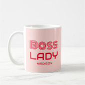 Retro Boss Lady Personalisiert rosa und rot Kaffeetasse (Links)