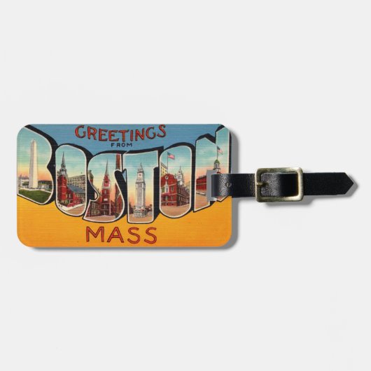 Retro Boston Gepäcktag Gepäckanhänger (Vorderseite horizontal)
