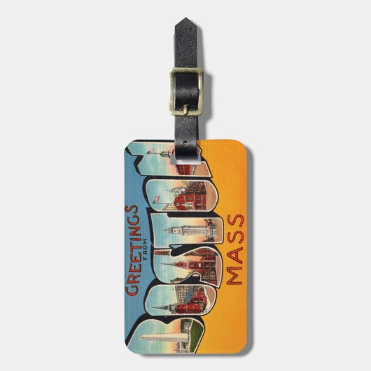 Retro Boston Gepäcktag Gepäckanhänger (Vorderseite vertikal)