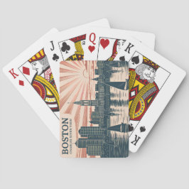 Retro Boston Sailboats Skyline Art Classic Travel Spielkarten