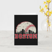 Retro Boston Skyline Baseball Vintag Karte (Gelbe Blume)