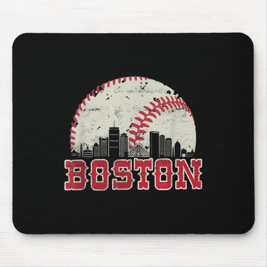 Retro Boston Skyline Baseball Vintag Mousepad (Vorne)