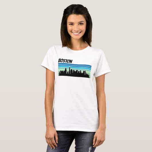 Retro Boston-Skyline T-Shirt (Vorne ganz)
