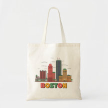 Retro-Boston-Skyline Vintage-Cartoon-Art-Geschenk