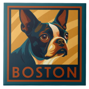 Retro-Boston-Terrier-Porträt Fliese