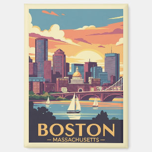 Retro Boston Vintage Reise Segelboote Hafen Magnet