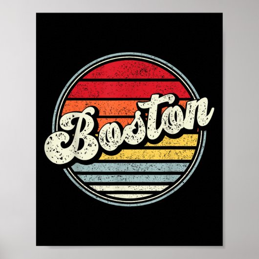 Retro Boston Zuhause Staat Cool 70er Style Sunset  Poster (Vorne)